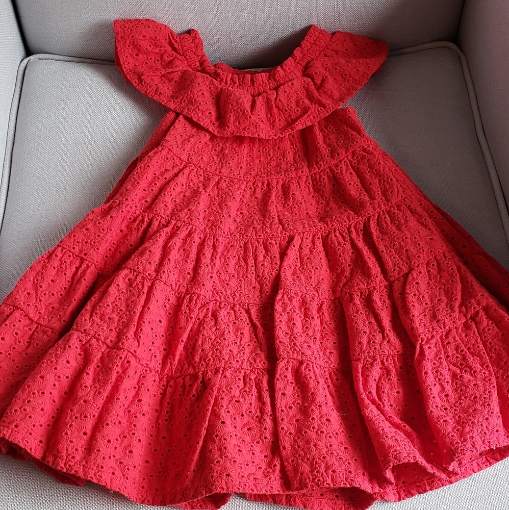 EUC! Oshkosh Red Cotton Eyelet Toddler Dress 2T